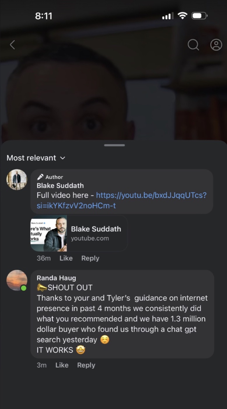 Agent comment about a 1.3 million dollar buyer found through ChatGPT